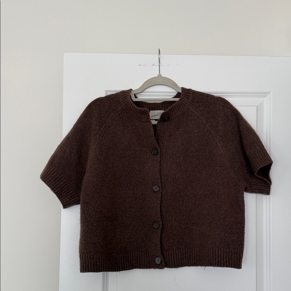 Universal Thread Chocolate Short Sleeve Knit Cardigan - Picture 2 of 9